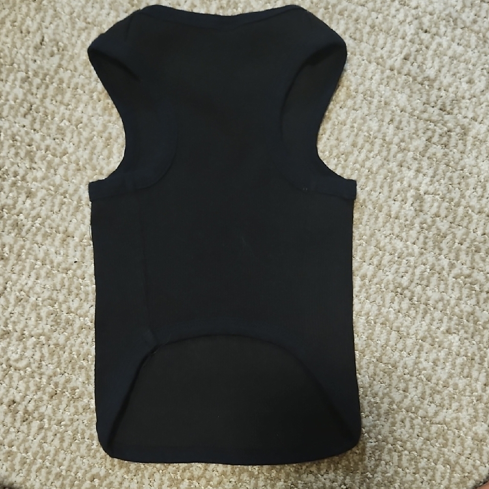 Small Dog Ribbed Tank Top w/ Rhinestone & Glitter Accents Baseball Design - Picture 4 of 6